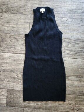 Sunday Best Black Ribbed Tank Mini Dress Size M